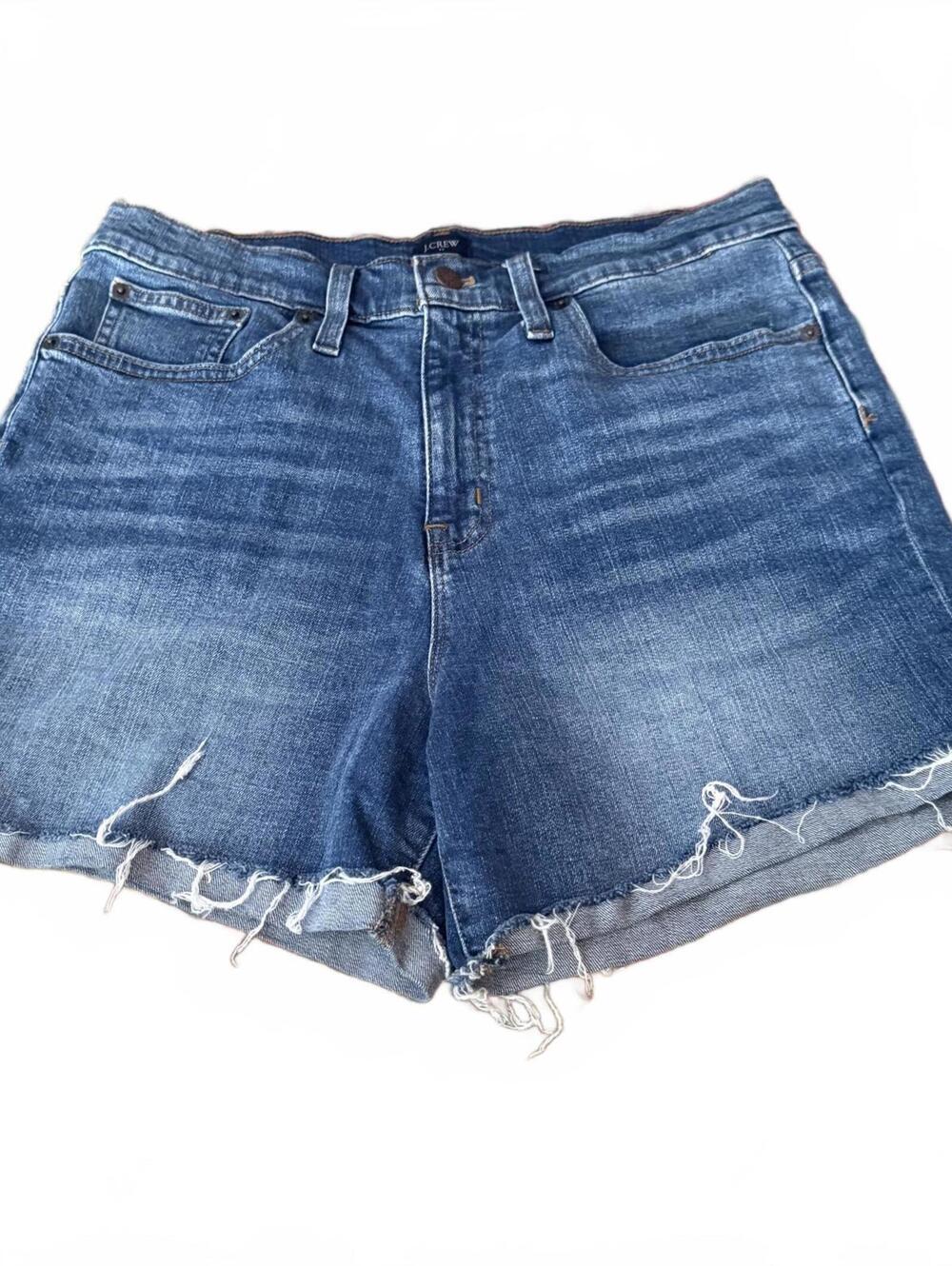J.Crew Denim Cutoff Shorts Womens 29 High Rise Raw Hem Mid Wash Summer